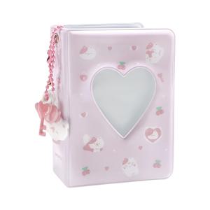 TEMU 하트 모양 커버 & 40 포켓이 있는 미니 포토 앨범 - 귀여운 핑크 & 화이트 고양이 포토 카드 바인더, 샤워, 결혼식, 생일, 스크랩북용 플라스틱 포토북 - 휴대용 사진 홀더