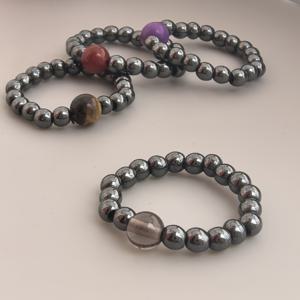 TEMU 4pcs 손수 제작된 탄성 자연석 비즈링 세트 - 테라헤르츠, 타이거 아이, 아이스 오비디안, 암석 혼합 - 스타일, 일상 착용, 스택킹, 선물에 이상적 | 지구의 날, 어머니의 날, 아버지의 날에 이상적