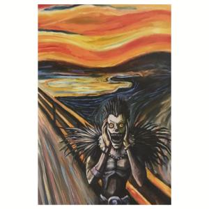 TEMU 프레임리스 류크 데스노트 '스크림' 파로디 시니가미 캔버스 아트 포스터 - 생일, 어머니의 날, 새해, 부활절 선물용 활기찬 애니메이션 영감 벽 장식 - 12x18인치, 선물 아이템 | 활기찬 캔버스 아트 | 애니메이션 영감 프린트