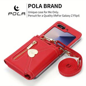 TEMU 리치 패턴 러브 카드 홀더 플립 6용 크로스바디 스트랩 모바일 폰 보호 케이스