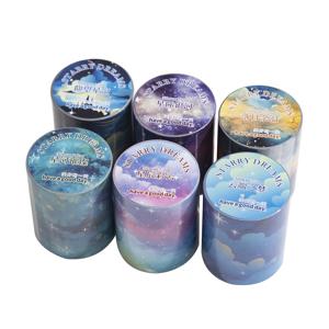 TEMU 6pcs 드림 스타리 나이트 시리즈 실버 및 종이 테이프 - 우주 은하 테마 스크랩북 스티커, 산, 구름, 별로 구성된 저널, 플래너, 창의 프로젝트, 저널 장식 | 우주 테마 | 내구성 있는 접착제