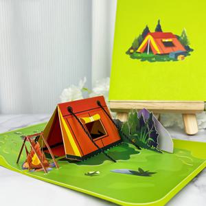 TEMU 1개 수제 팝업 3D 카드 (봉투 포함) | 텐트 야생 캠핑 디자인, 친구, 동료, 가족 구성원에게 적합, 생일, 휴가, 그냥, 여행, 졸업, 보고 싶어, 스승의 날, 어버이날, 아버지의 날