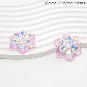 TEMU 48mm 패션과 빛나는 직조 유리 6 개 꽃 장식 비즈 DIY 공예 - 버찌, 신발 및 가방 장식, 웨딩 드레스 액세서리 등, 2개