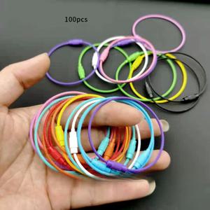 TEMU 50/100개 다색 스테인레스 스틸 와이어 루프, 내구성 있는 수하물 태그 및 공예 반지, DIY 프로젝트용 나일론 코드 루프, 수하물 태그 및 보석 제작, 수하물 액세서리 | 화려한 색상 | 내구성 있는 나일론 루프