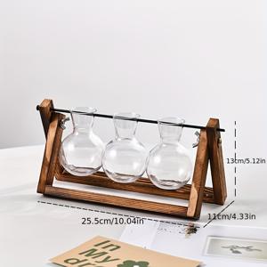 TEMU 멀티 튜브 전구 수경 콤비네이션 세트와 목재 프레임 식물 번식 하우스, 수경식물 데스크탑 홈 가드닝 웨딩 장식에 적합