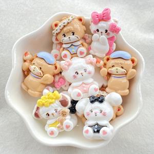 TEMU 6/12개 생동감 넘치는 레진 동물 피규어 - 귀여운 만화 고양이, 강아지, 토끼 및 곰 참조구와 표현력 있는 얼굴, DIY 스크랩북용 파스텔 컬러 홈 데코 공예 - 크리스마스, 할로윈, 이스터, 추수감사절, 발렌타인데이에 완벽함