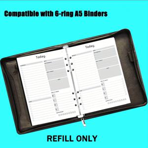 TEMU 날짜 미표시 일일 플래너 리필용 A5 링 바인더, 5.6