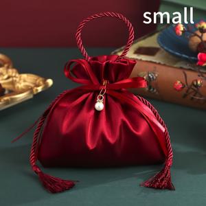 TEMU 10pcs 우아한 빨간 끈 선물 가방 - 결혼식, 생일, 휴일에 이상적 | 파티, 밴쿼트, 크리스마스, 추수감사절, 새해, 결혼식 장식, 청소년 샤워 선물에 적합한 직물/폴리에스터 과자 가방