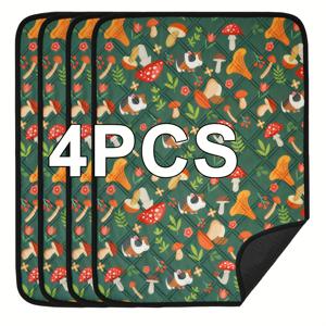 TEMU 2/4pcs 녹색 버섯 프린트 게나이 고양이 케이지 매트 - 세탁 가능, 재사용 가능, 방수 흡수 침대 소형 동물, 토끼, 햄스터, 쥐 - 24 18in, 토끼 케이지 매트 | 재미있는 디자인 매트 | 방수 매트
