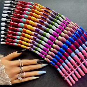 TEMU 20색 혼합 및 매치 롱 네일 플레이트 솔리드 컬러 조합 세트 긴 T자형 발레 네일, 일상 매칭 메이크업용 컬러 인조 손톱, 완성된 실제 색상의 손톱, 변색 없음