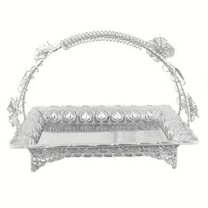 TEMU 1개 유럽풍 레트로 주철 장식 접시 - 다층 기하학적 꽃무늬 디자인, 광택 메탈 마감, 휴일 데코 & 케이크 서빙용, 홈 엔터테인먼트를 위한 우아한 테이블 센터피스 (음식 직접 접촉 금지)