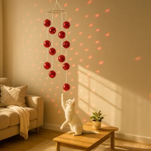 TEMU 빨강과 은색 디스코 볼을 걸어놓은 바람 소리 캔터 - 우아한 파티, 발레트, KTV, 가정 정원 장식, 창의적인 스테이지 장식 선물, 정원 장식|매우 멋진 스테이지 액세서리|유리 거울 공, 정원 장식용 바람 소리 캔터