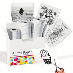 TEMU Phomemo T02 컬러 투명 스티커 종이 - 50mm x 3.5m 롤 (3팩), T02/M02X/Y02C/Q02 미니 프린터용 20년 내구성 재충전, 저널/사진/학습 노트