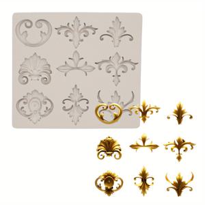 TEMU DIY 레진, 과자, 초콜릿 및 폰당용으로 사용되는 해상 자수 실리콘 폼 - 라이스 장식이 있는 주방 베이킹 도구, 공예 용품|라이스 장식|세부한 인상, 초콜릿 폼