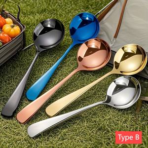 TEMU 무늬가 있는 대형 스테인리스 스틸 숟가락 5개 세트 - 커피, 차, 디저트, 파티, 휴일에 적합한 식기세척기 및 파티 식기 세트 - 창의적인 선물 아이디어