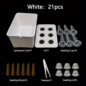 TEMU 21피스 플라스틱 육묘 화분, 수경 재배용 전용 박스, 홈 가드닝, 다양한 햇빛 수경 재배용품, 실내 수경 재배, 다양한 채소 재배 가능, 육묘 컵, 육묘 블록, 육묘 뚜껑, 핀셋 포함, 채소 재배,컴팩트 디자인,공간 절약형 설치,내구성 있는 플라스틱,초보자 재배자,지속 가능한 생활