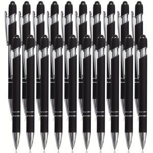 TEMU 20개입 20개입 블랙 & 레드 볼펜 2-in-1 - 터치스크린용 리트랙터블 메탈 펜, 1.0mm 블랙 잉크, 중간 굵기, 내구성 있는 메탈 바디, 사무실 및 학교 사용에 이상적, 사무용품 | 세련된 펜 디자인 | 메탈릭 마감, 쓰기용 펜, 모던 룩 | 고품질 프린트-기타, 펜 팩 20개