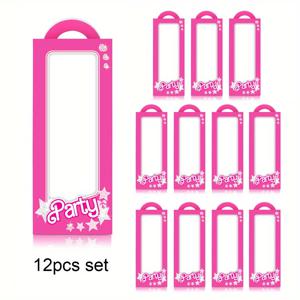 TEMU 6/12개 핑크 파티 선물 상자 세트, 내장형 파티 용품 및 사탕 가방 포함, 여성용 배첼로렛 생일 파티 장식 소품