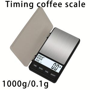 TEMU 타이머가 있는 정밀 미니 디지털 저울 - 1000g x 0.1g 정확도, 푸어오버 및 농축 커피용 고정밀 커피 저울 버튼 스케일 다기능 바 콜드 드링크 측정 저울 베이킹 저울 고정밀 LCD 디스플레이, 단위 변환, 다이어트, 식사 준비, 요리, 체중 감량에 적합 - 주방 및 레스토랑 측정 도구