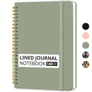 TEMU 140페이지 라인 스파이럴 노트북 - A5 사이즈 (6x8 인치) 고급 골드 레이아웃, 인조 가죽 커버, 평평하게 펼쳐지는 스파이럴 바인딩, 글쓰기·드로잉·일기·학교·여행용 - 블랙 디자인 노트북, 성인 및 학생용, 내구성 있는 바인딩, 고품질 종이, 창의적인 작가들을 위한 사무용품|다이어리|일기장