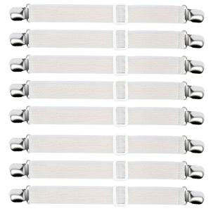 TEMU 8pcs Sopito 조절 가능한 탄력성 침구 고정기 - 침대 매트리스, 맞춤 및 평평한 시트에 안전한 핏을 위한 헤비 듀티 나일론 그립퍼 - 견고한 검정색 스트랩과 흰색 버클, 기계 세척 가능, 침구 액세서리 | 조절 가능한 스트랩 디자인 | 내구성 있는 재질