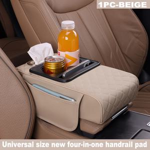 TEMU 7색 자동차 센터 콘솔 암레스트 쿠션 - 범용 핏 미끄럼 방지 인조 가죽, 에르고노믹 디자인, 모든 차량에 쉬운 설치, 내구성 및 스타일리시한 실내 업그레이드, 세련된 암레스트 커버, 고품질 소재