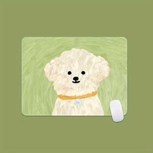 TEMU 1pc 귀여운 푸들 물감 아트 마우스 패드 - 휴대용 긴 책상 매트, 사무실 및 게임용, 부드럽고 부드러운 재질, 아름다운 푸들 블루 아웃피트 디자인, 책상용 마우스 패드