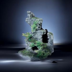 TEMU 1개 리얼리스틱 레진 수족관 장식 - 녹색 인공 식물이 있는 다섯 부분 암석 디자인, 담수 및 해수 수족관용 자연스러운 어항 장식, 수생 서식지와 미학 향상, 수족관 장식품