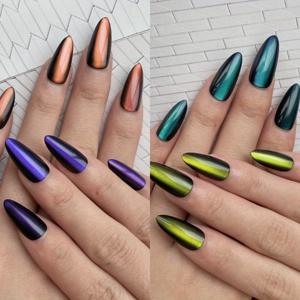 TEMU 96개/박스 (4종 세트) 아몬드 쉐이프 캣아이 그라데이션 디자인 프레스온 네일, 1개 젤리 글루 및 1개 네일 파일 포함, 여성용 데일리 웨어 및 카니발 파티용 아크릴 인조 네일, 파티 네일,아몬드 네일,트렌디 네일,고품질 네일,내구성 있는 못,인조 손톱,네일 키트,패션 네일,뷰티 러버스