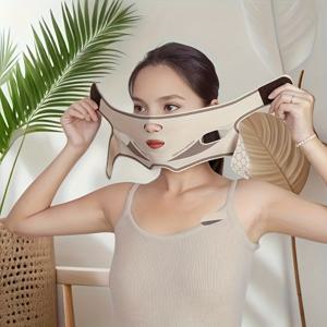 TEMU V-라인 얼굴 쉐이퍼 - 편안한 보이지 않는 스티치가 있는 하이포알러제진 턱 리프 압박 밴드, 컨투어링 스크류팅, 미용 보조 마스크, 얼굴 스크류팅 마스크 | 세련된 얼굴 액세서리 | 편안한 핏, 얼굴 형상화 마스크