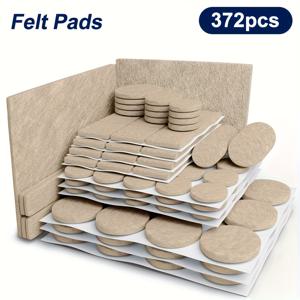TEMU 372개 가구 패드 세트 - 경목 및 라미네이트 바닥용 내구성 있는 패브릭 슬라이더, 갈색 & 베이지, 바닥을 긁힘 & 긁힘으로부터 보호, 중대형 가구에 이상적, 대형 & 소형 사이즈 포함, 바닥 보호 | 중성 색상 구성 | 패브릭 슬라이더, 가구 슬라이더