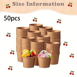 TEMU 10/35/50개 3온스 컵 브라운 디저트 접시 차가운 & 뜨거운 음식 파티 용품 선데이 냉동 요구르트 디저트 컵 뜨거운 & 차가운 음식, 종이 스낵 용기, 냉동 요구르트, 수프, 생일, 파티, 어머니의 날
