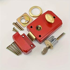 TEMU 내구성 있는 금속 실내외용 문 자물쇠 - 목재 및 금속문에 적합, 키가 필요한 단일 레버 핸들 데드볼트 잠금장치, 배터리 불필요, 가정 및 사무실 보안을 위한 쉬운 설치, 홈 도어락, 손잡이 잠금장치, 가시적 디자인, 골든 액센트