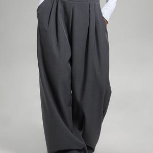 TEMU 플러스 사이즈 - 플러스 사이즈 - 플러스 사이즈 - 플러스 사이즈 여성용 우아한 와이드 레그 팬츠 - 하이웨이스트, 신축성 및 편안함, 단색, 사계절 캐주얼 트라우저 포켓 포함, 봄/여름/가을에 완벽, 하이웨이스트 바지, 팬츠 여성용, 스웨트팬티 백기, 바지