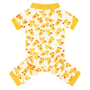 TEMU PAIAITE 귀여운 오리 강아지 파자마 - 신축성 겨울/봄 여름용 노란색 & 흰색 오리 패턴, 소형~중형견을 위한 부드러운 민소매 점프수트, 편안한 애완동물 의류, 장난기 넘치는 강아지 복장, 계절별 강아지 옷, 강아지 원피스, 강아지 의상|강아지옷