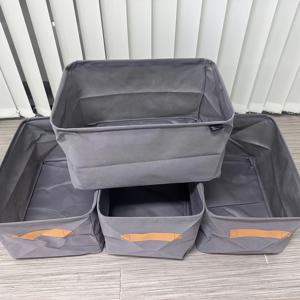 TEMU 4개 클래식 직물 보관 바구니, 직사각형 다목적 정리함, 옷, 수건, 침구, 장난감 - 침실, 기숙사, 침대 아래, 선반 바구니용 비수면 방수 가정 필수품