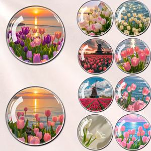 TEMU 10개 튤립 꽃 대형 유리 냉장고 자석 아트 냉장고 자석 주방 사무실 및 가정 장식 화이트보드 보관 캐비닛 및 식기세척기, 휴일에 이상적인 완벽한 선물, 가족 친구 연인 동료를 위한 최고의 선택