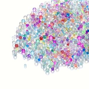 TEMU 약 2,500개의 아름다운 미니 버블 비즈 (0.4Mm–3Mm) - 다양한 크기의 원형 버블 비즈, 네일 아트, 레진 액체 모울 필러, 레진 공예, 액체 키체인용. 해변 및 해안 테마 프로젝트, 버블 비즈 아트, 및 보석 캐스팅 도구에 적합. (물 흡수 비즈가 아님)