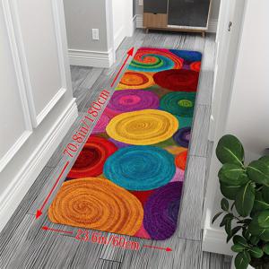 TEMU 1개 컬러풀 두꺼운 라인 스월 패턴 유럽 스타일 러너 매트, 미끄럼 방지 욕실 매트, 침대 옆 및 소파용 카펫, 주방 바닥 매트, 세탁기 사용 가능 실내 장식 카페트, 욕실, 욕조 공간, 복도, 발코니, 침실, 현관, 야외 공간에 적합한 홈 에스테틱 졸업 시즌 선물