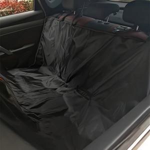 TEMU 1pc 내구성 있는 옥스포드 직물 자동차 뒷좌석 보호자 - 애완동물용 슬림 블랙 디자인, 긁힘 및 얼룩 방지, 설치가 쉬움, 미끄럼 방지 및 방수, 모든 계절 보호, 개 및 고양이용 애완동물 자동차 좌석 커버 | 세련된 좌석 보호 | 미끄럼 방지 디자인
