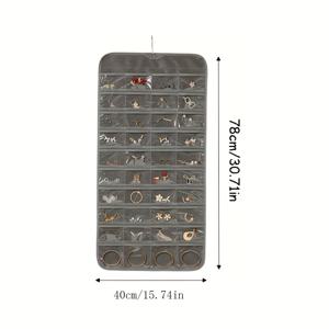 TEMU 1개/80개 대형 포켓 이중면 매달린 보석 디스플레이 보관 가방, 비섬직물 접이식 반지 목걸이 팔찌 정리함, 우아한 스타일, 손세탁 가능, 가장자리 페인트 없음, 인쇄 없음, 여성용 액세서리용