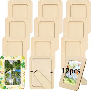 TEMU 15개 수제 나무 액자 | 10.16 cm x 15.24 cm 미완성 세로 액자 (사진, 공예, 생일 파티, 어버이날 선물용)