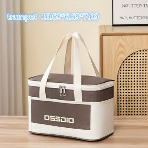 TEMU 1pc OSSDIO 대용량 보온 도시락 가방 - 접이식 두꺼운 알루미늄 포일 쿨러 토트, 손잡이가 있는 재사용 가능한 해변, 캠핑, 여행, 사무실, 학교, 피크닉용 - 남녀 공용 식품 접촉 디자인, 피크닉 필수품, 세련된 보온 가방, 내구성 있는 보온 가방