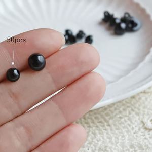 TEMU 50개 미니어처 블랙 플라스틱 눈 버튼 - 인형, 옷, 공예용으로 둥근 버섯 모양의 동물 눈 - DIY 자수 및 패션 액세서리용으로 내구성이 뛰어난 경량 교체 부품, 인형용 버튼 눈, 공예 용품, 패션 공예, 세련된 외형