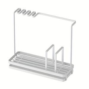 TEMU 1개 탄소강 식기 건조대 - 스폰지 홀더, 타월 바 & 비누 디스펜서가 있는 다기능 주방 싱크 정리대, 공간 절약형 내구성 금속 보관대 (스폰지, 브러시, 천용), 디자인, 견고한 구조, 소공간 생활용