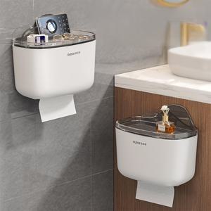 TEMU 1개 벽걸이 티슈 디스펜서, 수납 선반 포함, 욕실 화장대 또는 주방 카운터탑용 직사각형 냅킨 케이스, 화장지 홀더. 티슈 케이스, 화이트, 홈 테이블 장식 및 수납 기능