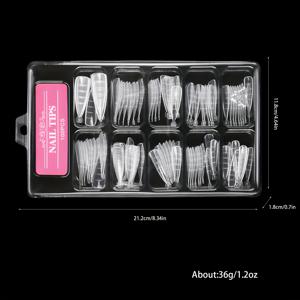 TEMU 100개 속속히 굳는 네일 연장 팁 - 방수, 긴, 발레 모양, 투명 네일 아트 스티커, 네일 향상, 미용 액세서리, 네일 케어, 광택 마감