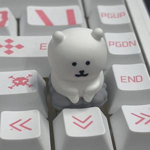 TEMU 치유하는 이중 곰 키캡은 크로스軸 기계식 키보드에 완벽한 귀여운 데스크톱 장식으로 세 가지 차원으로 그레이와 화이트입니다.|키캡|키캡