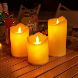 TEMU 3개 세트 CYCG 무화염 LED 캔들 - 움직이는 불꽃 효과, 기둥 캔들 (결혼식, 할로윈, 크리스마스, 테이블 센터피스용) - 배터리 구동 (배터리 미포함), 안전한 비독성 장식, 홈 파티 캠핑용 - 에너지 효율 높음인 LED 조명, 휴일 장식, 우아한 디자인, 광택 마감