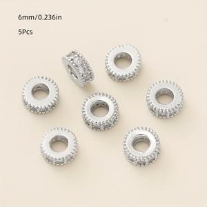 TEMU 5pcs 14/18K 금속 코팅 브래스 직선 엣지 지르코니아 비즈 - 반짝이는 투명하고 분홍색 보석 스페이서 DIY 보석 만들기, 팔찌, 발목, 귀걸이, 목걸이 - 내구성 지르코니아 비즈 강화 내구성 및 스타일, 비즈 액세서리, 팔찌 장식, 우아한 비즈 디자인, 다듬은 마감 비즈|은목걸이|비즈목걸이